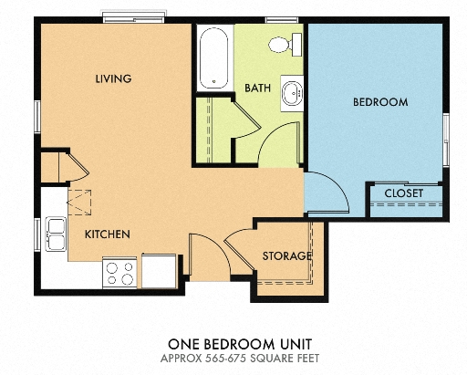 1-Bed floor plan for McCallister Village
