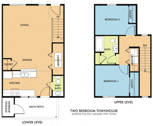 2-Bed floor plan for McCallister Village
