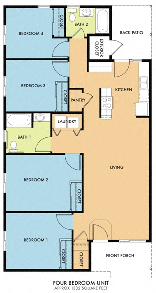 4-Bed floor plan for McCallister Village