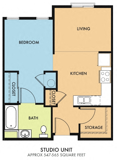 Studio floor plan for McCallister Village