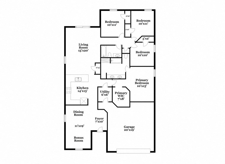 a floor plan of a home with a mix of bedrooms and baths