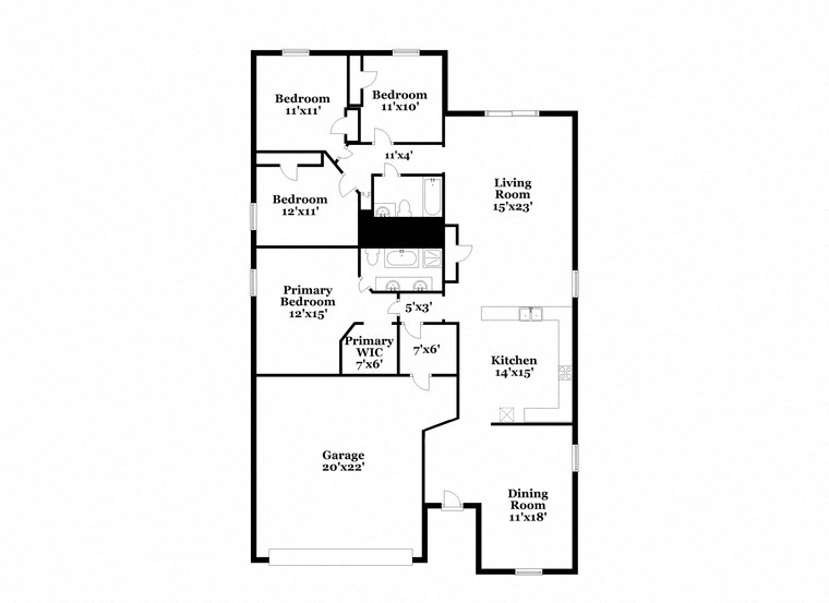a floor plan of a house with a bedroom and a living room