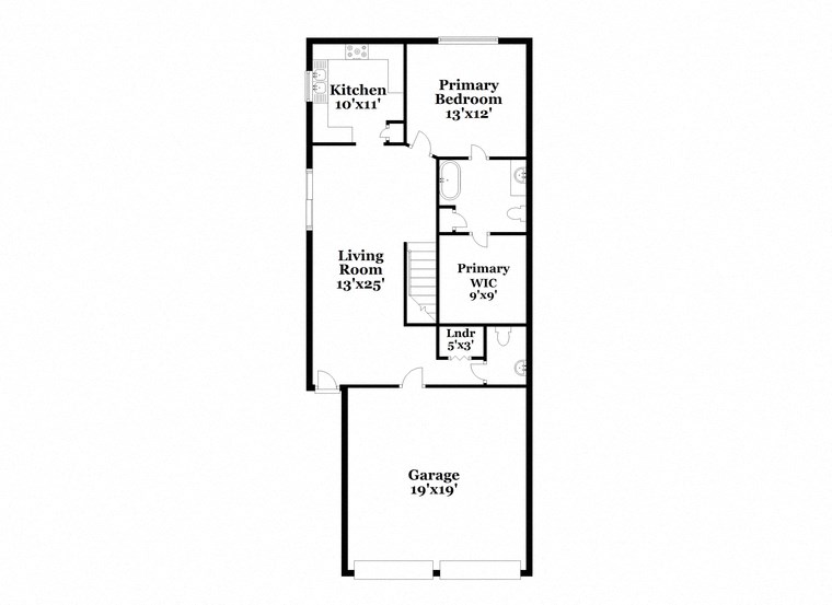 a floor plan of a house with a bedroom and a living room