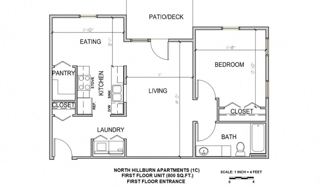floor plan of the first level of the court house apartments