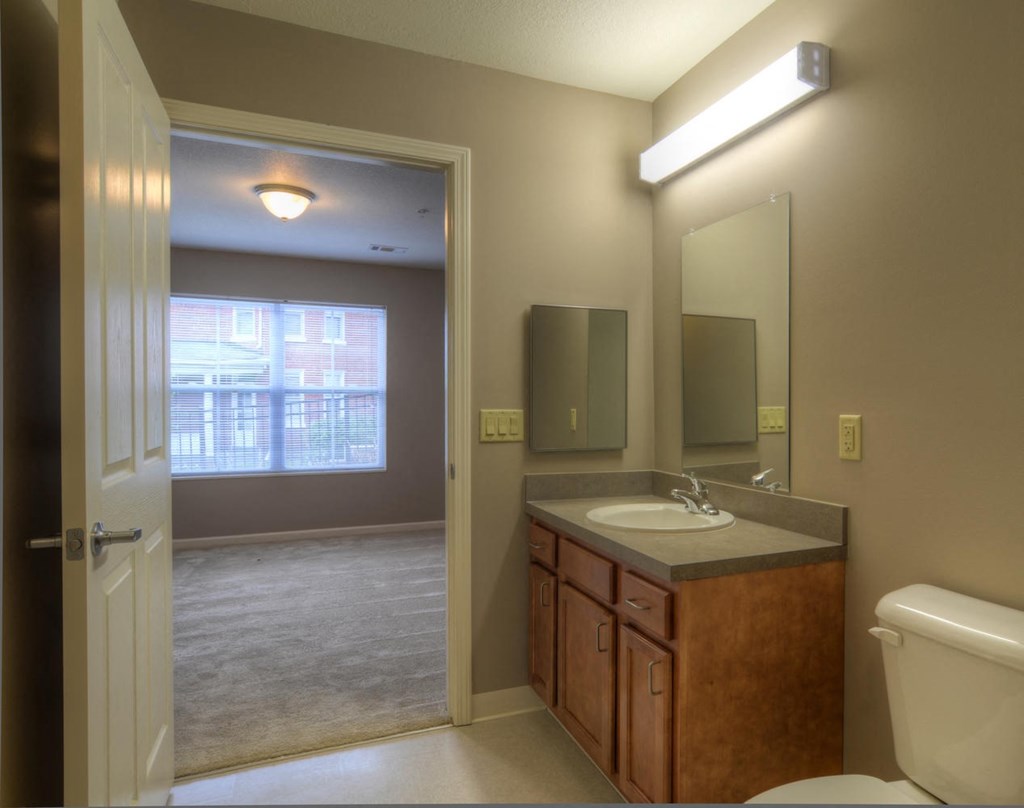 a bathroom with a sink toilet and a mirror
