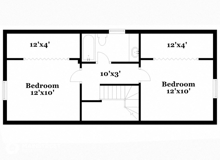 a floor plan of a small house with a bedroom and a bathroom