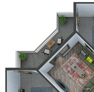 bowery 2 bedroom, 2 bath. Fan shaped kitchen with island, pantry and coat closet at entry. standalone shower and double vanity in master bedroom. Linen closets. washer/dryer. large patio/balcony