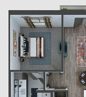 Park 1 bedroom, 1 bath. L-shaped kitchen with island, pantry. Coat Closet at entry. linen in bath. Standalone shower. washer/dryer. patio/balcony.