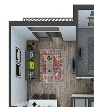 Utopia 1 Bedroom, 1 Bath. Kitchen with Peninsula island. Washer/Dryer. Bath with Standalone Shower. Patio/Balcony
