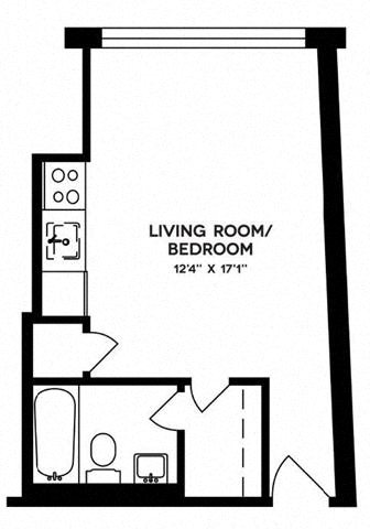 Studio Floor Plan at Shawnee Apartments, Virginia, 22204