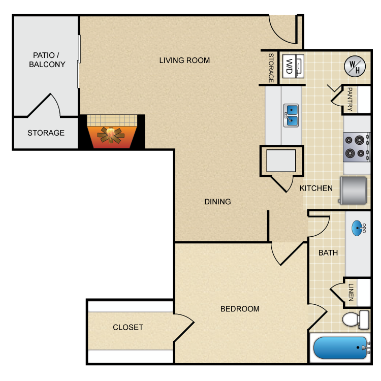 1 Bed - 1 Bath |812 sq. ft. Cambridge