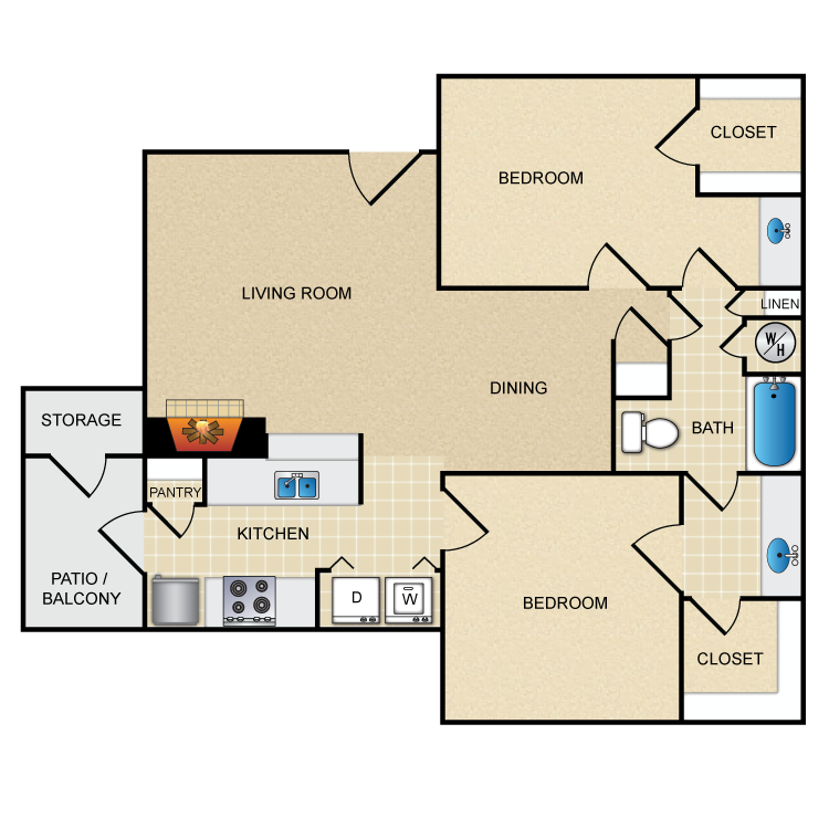 2 Bed - 1 Bath |999 sq. ft. Manchester