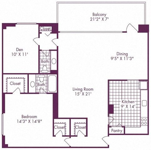 1 Bedroom + Den, 1.5 Bath 1100 SF A15 at Crystal Square, Virginia, 22202