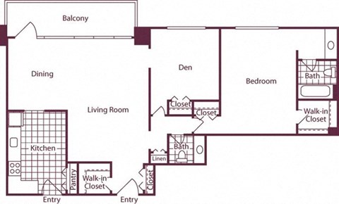 1 Bedroom + Den, 1.5 Bath 1186 SF A16 at Crystal Square, Arlington, 22202
