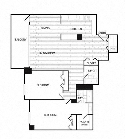 2 Bedroom, 2 Bath 1492 SF B3 at Crystal Square, Arlington, Virginia