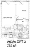 1 Bedroom, 1 Bath 730 SF A3.3