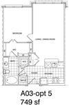 1 Bedroom, 1 Bath 749 SF A3.4