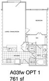 1 Bedroom, 1 Bath 761 SF A3.5