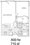1 Bedroom, 1 Bath 710 SF A3