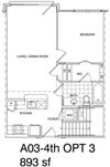 1 Bedroom + Loft, 1 Bath 893 SF A3L.2