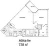 1 Bedroom, 1 Bath 738 SF A4.1