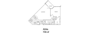 1 Bedroom, 1 Bath 735 SF A4