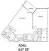 1 Bedroom, 1 Bath 847 SF A4A