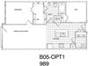 1 Bedroom+ Den, 1 Bath 988 SF B5.1
