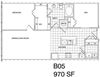 1 Bedroom + Den, 1 Bath 970 SF B5