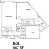 1 Bedroom + Den, 1 Bath 966 SF B