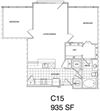 2 Bedroom, 1 Bath 935 SF C15