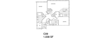 2 Bedroom, 2 Bath 1038 SF C9