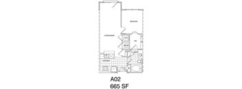 1 Bedroom, 1 Bath 668 SF KA1.2
