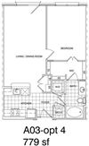 1 Bedroom, 1 Bath 778 SF KA3.2