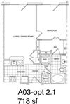 1 Bedroom, 1 Bath 718 SF KA3A