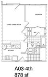 1 Bedroom + Loft, 1 Bath 878 SF KA3L1