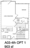 1 Bedroom + Loft, 1 Bath 903 SF KA3L2