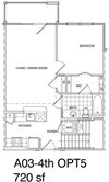 1 Bedroom + Loft, 1 Bath 720 SF KA3L