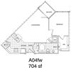 1 Bedroom, 1 Bath 704 SF KA4