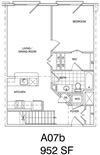 1 Bedroom + Loft, 1 Bath 952 SF KA7LA