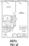 1 Bedroom + Loft, 1 Bath 781 SF KA7LB