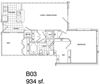 1 Bedroom + Den, 1 Bath 934 SF KB3