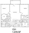 2 Bedroom, 2 Bath 1078 SF KC1.1
