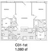 2 Bedroom, 2 Bath 1080 SF KC1.2