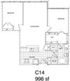 2 Bedroom, 1 Bath 998 SF KC14