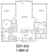 2 Bedroom, 2 Bath 1084 SF KC1.6
