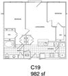 2 Bedroom, 1 Bath 982 SF KC19