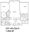 2 Bedroom + Loft, 2 Bath 1059 SF KC1L2