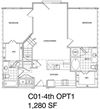 2 Bedroom + Loft, 2 Bath 1280 SF KC1L3