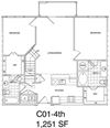 2 Bedroom + Loft, 2 Bath 1251 SF KC1L